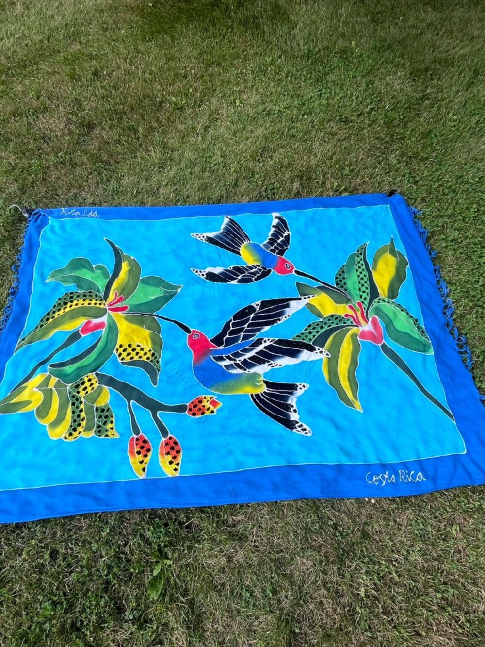 Costa Rica Hummingbird Sarong Tapestry & Enamel Pin Bundle